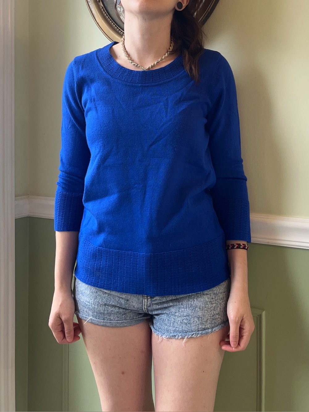 Y2K blue 3/4 sleeve sweater
